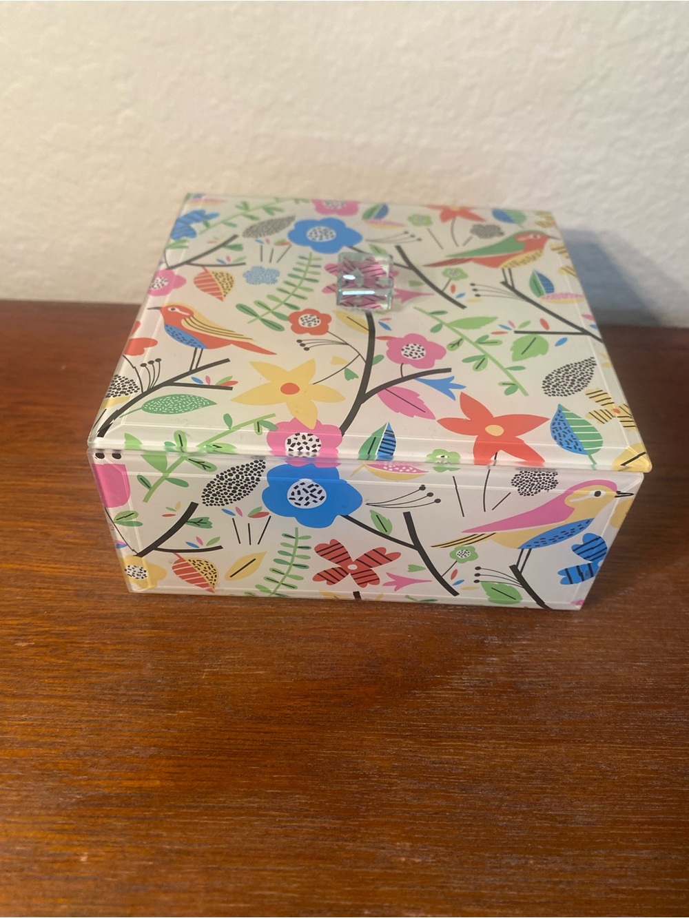 Floral Bird Pattern Jewelry Box in Multicolor